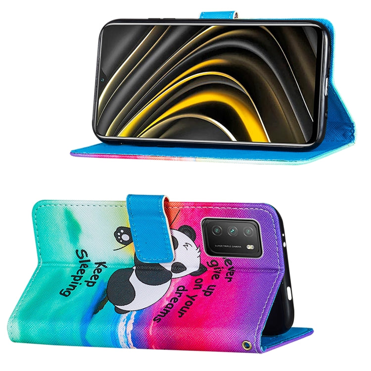 For Xiaomi Poco M3 Cross Texture Painting Pattern Horizontal Flip Leather Case with Holder & Card Slots & Wallet & Lanyard