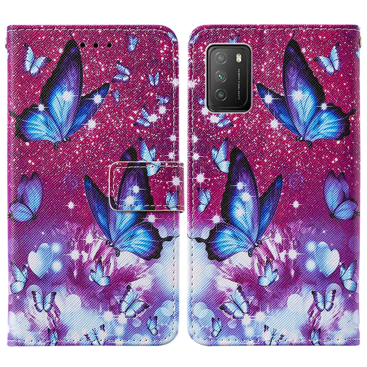 For Xiaomi Poco M3 Cross Texture Painting Pattern Horizontal Flip Leather Case with Holder & Card Slots & Wallet & Lanyard