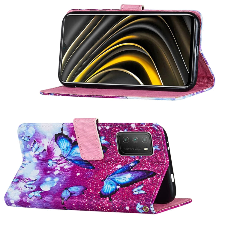 For Xiaomi Poco M3 Cross Texture Painting Pattern Horizontal Flip Leather Case with Holder & Card Slots & Wallet & Lanyard