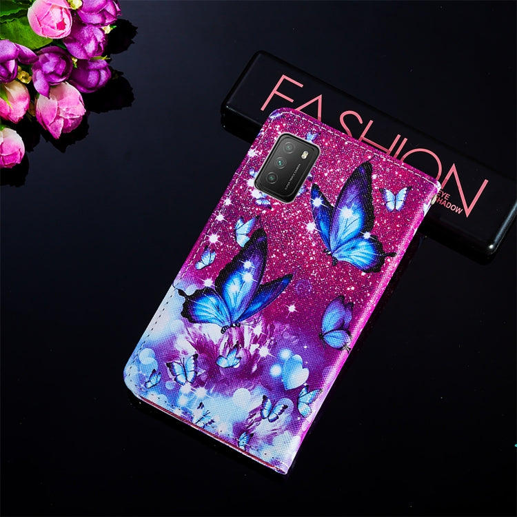 For Xiaomi Poco M3 Cross Texture Painting Pattern Horizontal Flip Leather Case with Holder & Card Slots & Wallet & Lanyard