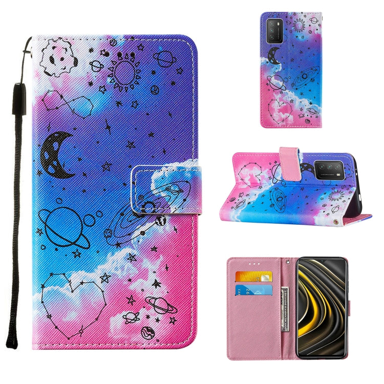 For Xiaomi Poco M3 Cross Texture Painting Pattern Horizontal Flip Leather Case with Holder & Card Slots & Wallet & Lanyard