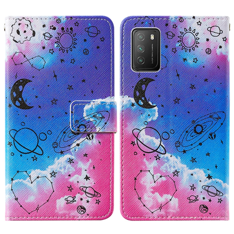 For Xiaomi Poco M3 Cross Texture Painting Pattern Horizontal Flip Leather Case with Holder & Card Slots & Wallet & Lanyard