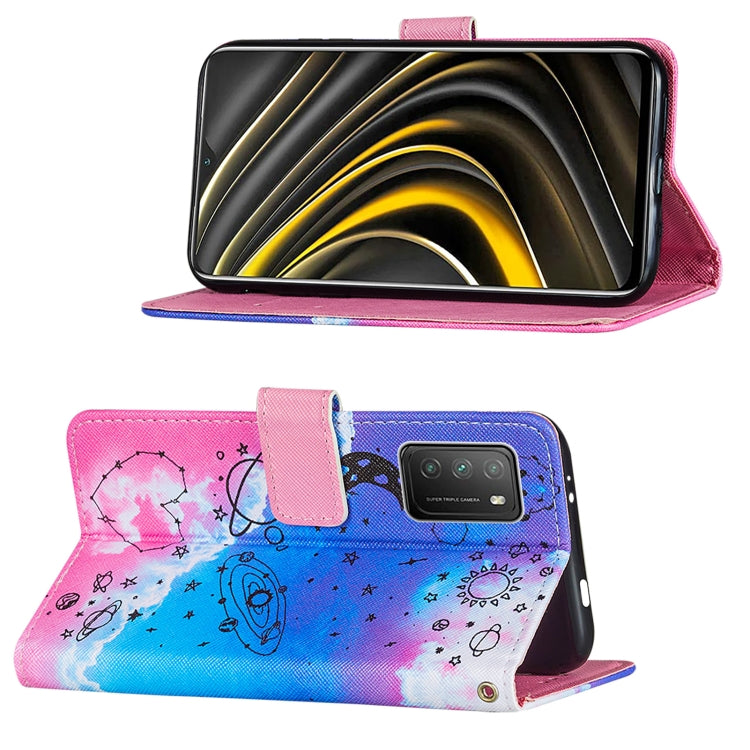 For Xiaomi Poco M3 Cross Texture Painting Pattern Horizontal Flip Leather Case with Holder & Card Slots & Wallet & Lanyard