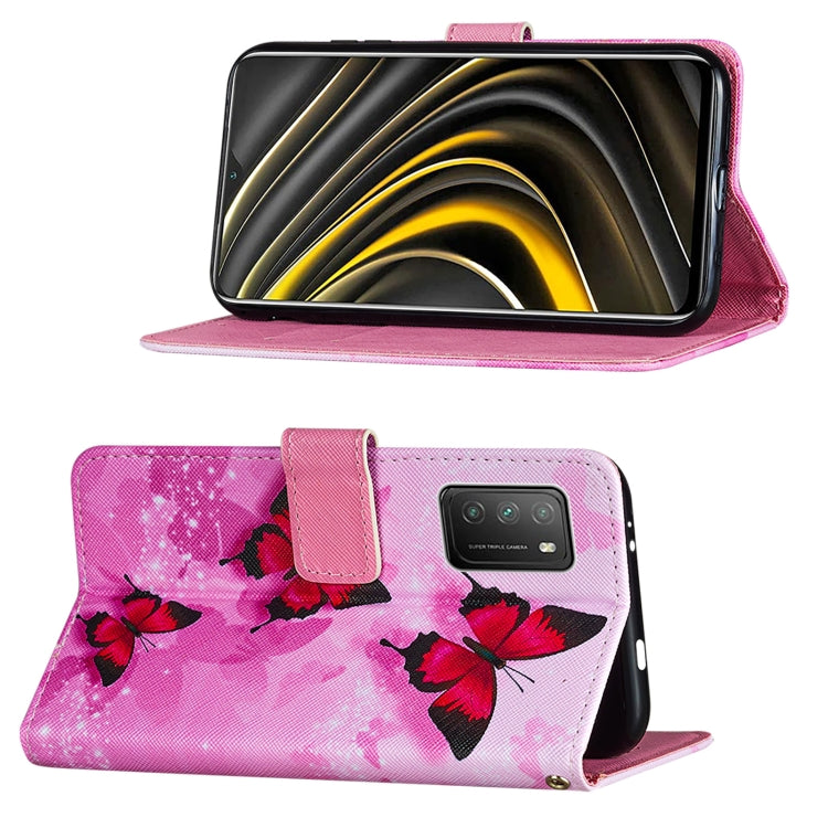 For Xiaomi Poco M3 Cross Texture Painting Pattern Horizontal Flip Leather Case with Holder & Card Slots & Wallet & Lanyard