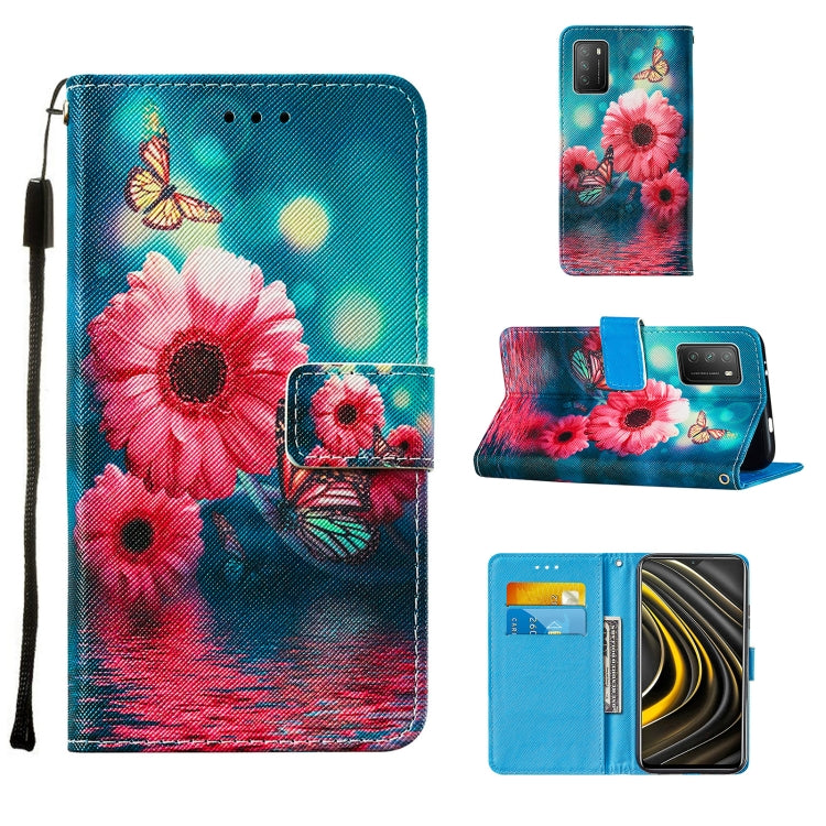 For Xiaomi Poco M3 Cross Texture Painting Pattern Horizontal Flip Leather Case with Holder & Card Slots & Wallet & Lanyard