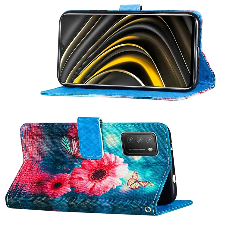 For Xiaomi Poco M3 Cross Texture Painting Pattern Horizontal Flip Leather Case with Holder & Card Slots & Wallet & Lanyard