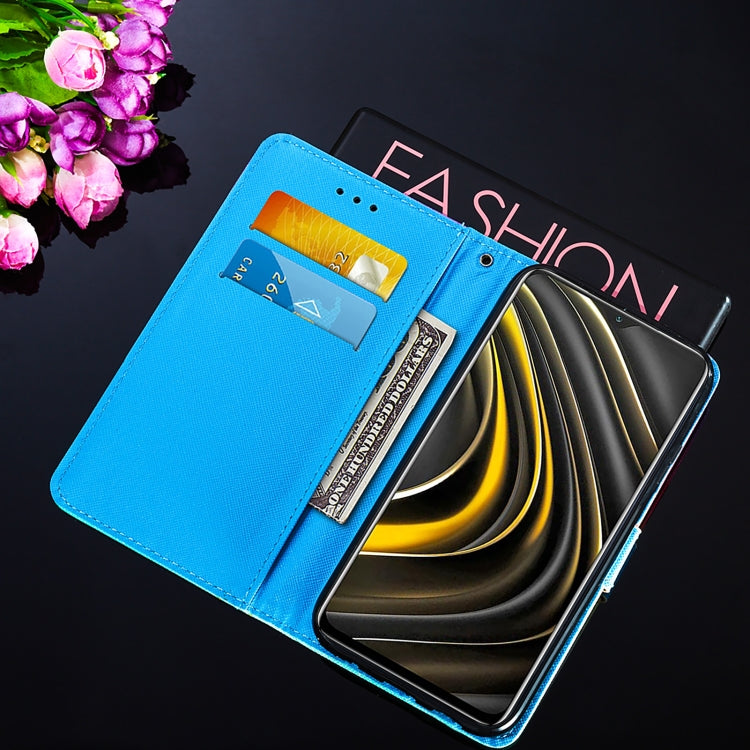 For Xiaomi Poco M3 Cross Texture Painting Pattern Horizontal Flip Leather Case with Holder & Card Slots & Wallet & Lanyard
