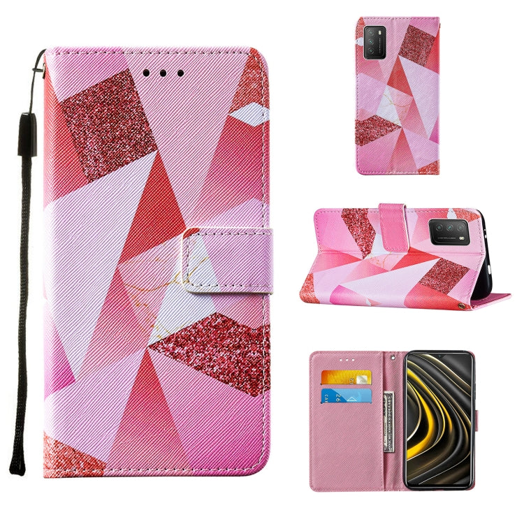 For Xiaomi Poco M3 Cross Texture Painting Pattern Horizontal Flip Leather Case with Holder & Card Slots & Wallet & Lanyard