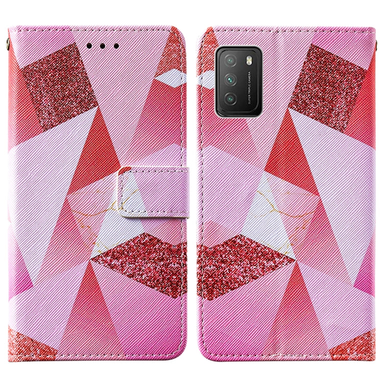 For Xiaomi Poco M3 Cross Texture Painting Pattern Horizontal Flip Leather Case with Holder & Card Slots & Wallet & Lanyard