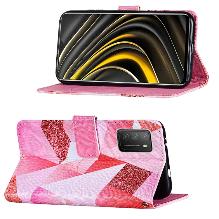 For Xiaomi Poco M3 Cross Texture Painting Pattern Horizontal Flip Leather Case with Holder & Card Slots & Wallet & Lanyard