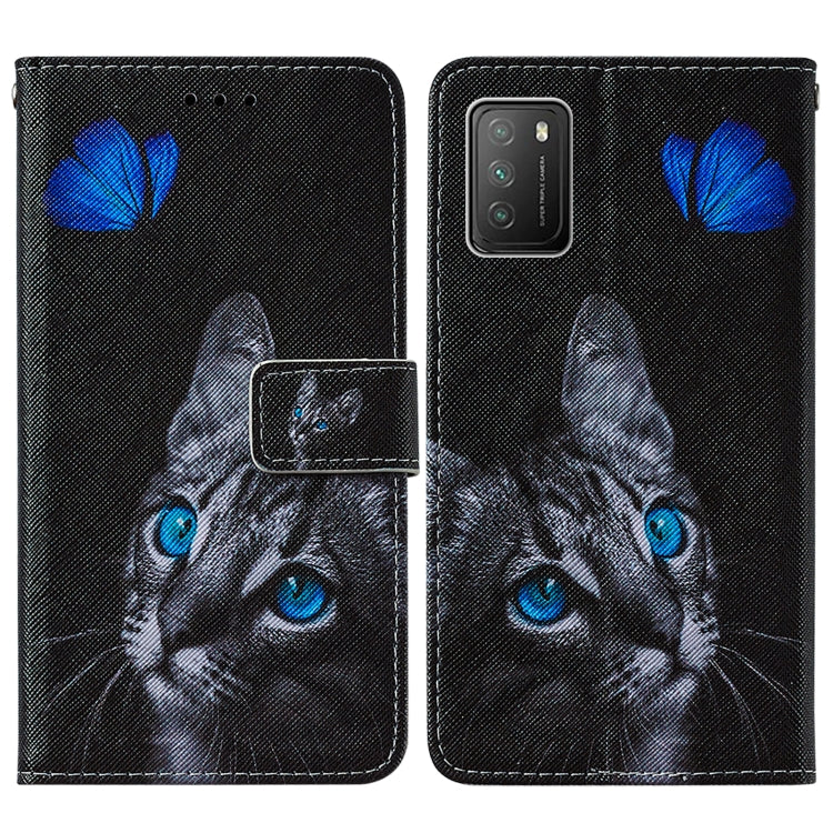 For Xiaomi Poco M3 Cross Texture Painting Pattern Horizontal Flip Leather Case with Holder & Card Slots & Wallet & Lanyard