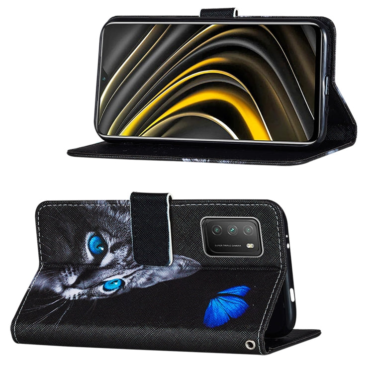 For Xiaomi Poco M3 Cross Texture Painting Pattern Horizontal Flip Leather Case with Holder & Card Slots & Wallet & Lanyard