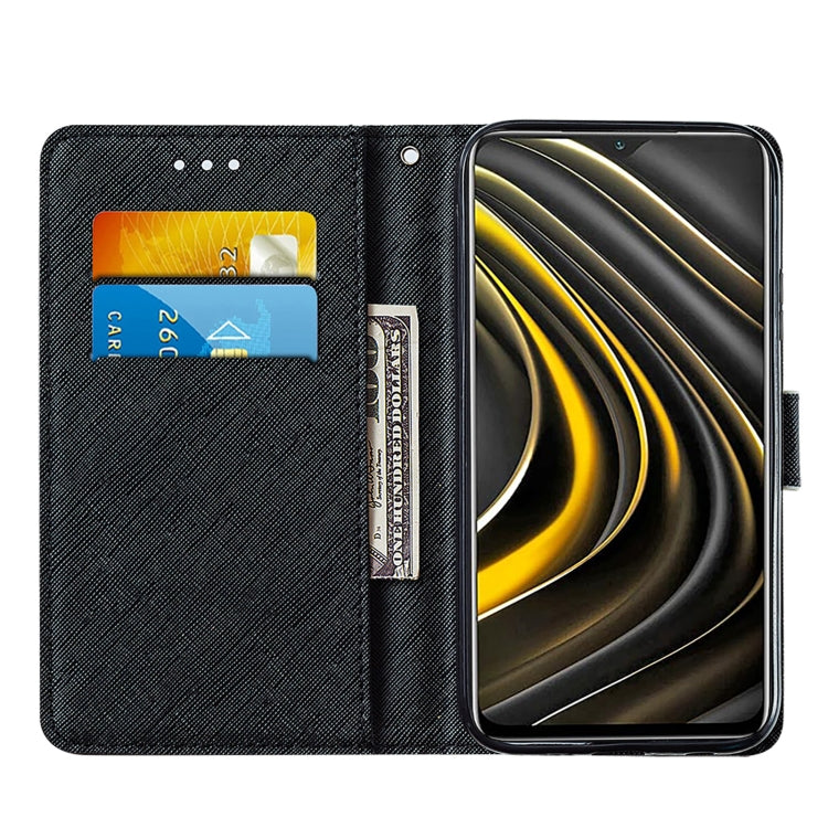 For Xiaomi Poco M3 Cross Texture Painting Pattern Horizontal Flip Leather Case with Holder & Card Slots & Wallet & Lanyard
