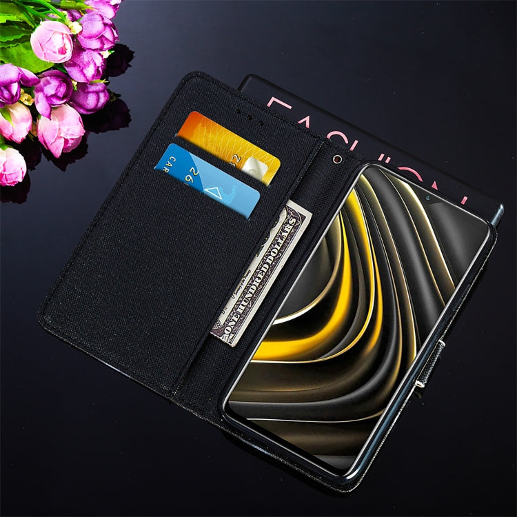 For Xiaomi Poco M3 Cross Texture Painting Pattern Horizontal Flip Leather Case with Holder & Card Slots & Wallet & Lanyard