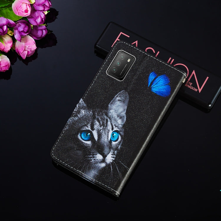 For Xiaomi Poco M3 Cross Texture Painting Pattern Horizontal Flip Leather Case with Holder & Card Slots & Wallet & Lanyard