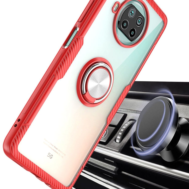 For Xiaomi Mi 10T Lite 5G Shockproof Transparent TPU + Acrylic Protective Case with Ring Holder