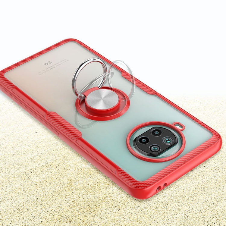 For Xiaomi Mi 10T Lite 5G Shockproof Transparent TPU + Acrylic Protective Case with Ring Holder