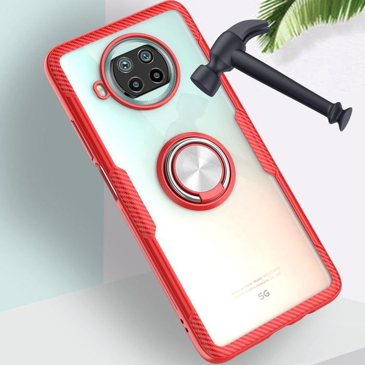 For Xiaomi Mi 10T Lite 5G Shockproof Transparent TPU + Acrylic Protective Case with Ring Holder