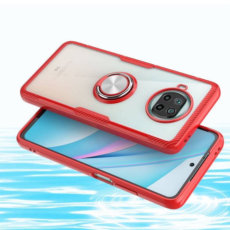 For Xiaomi Mi 10T Lite 5G Shockproof Transparent TPU + Acrylic Protective Case with Ring Holder