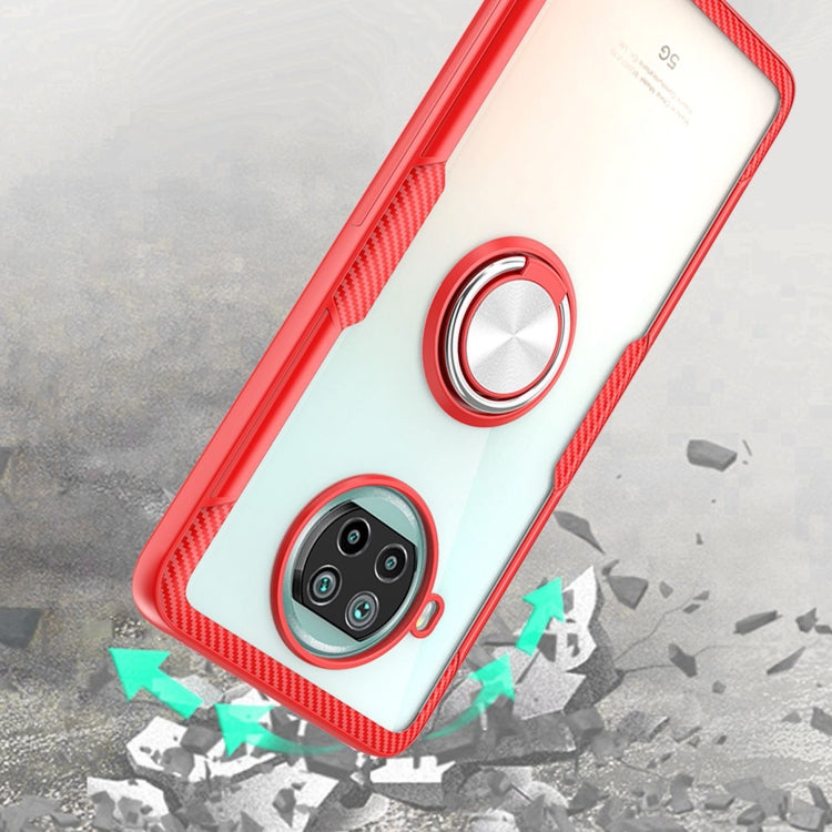 For Xiaomi Mi 10T Lite 5G Shockproof Transparent TPU + Acrylic Protective Case with Ring Holder