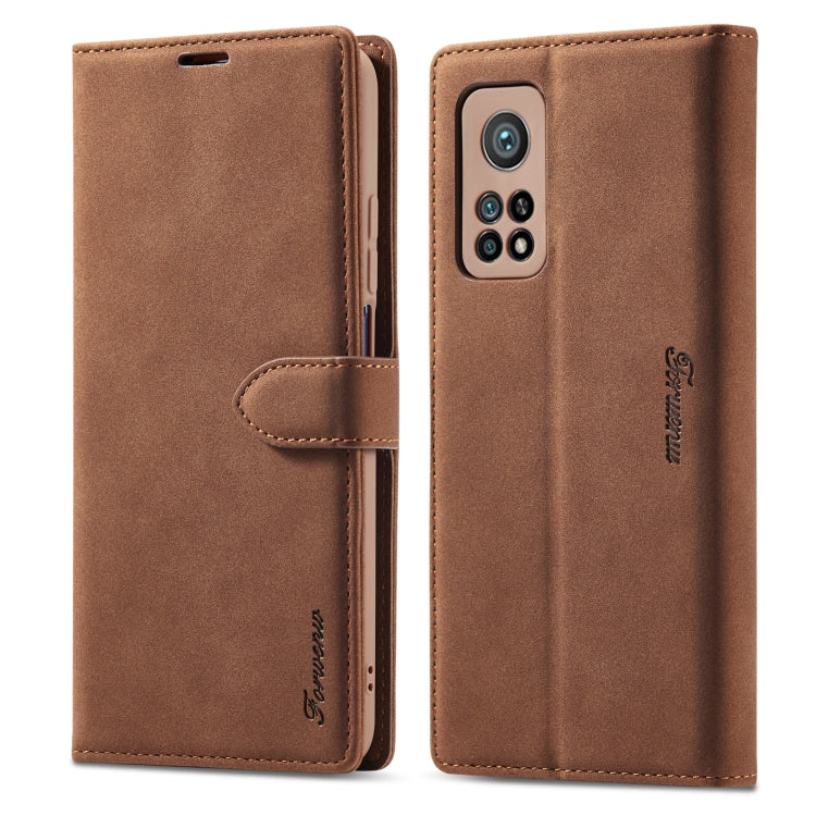 For Xiaomi Mi 10T Pro Forwenw F1 Series Matte Strong Magnetism Horizontal Flip Leather Case with Holder & Card Slots & Wallet & Photo Frame