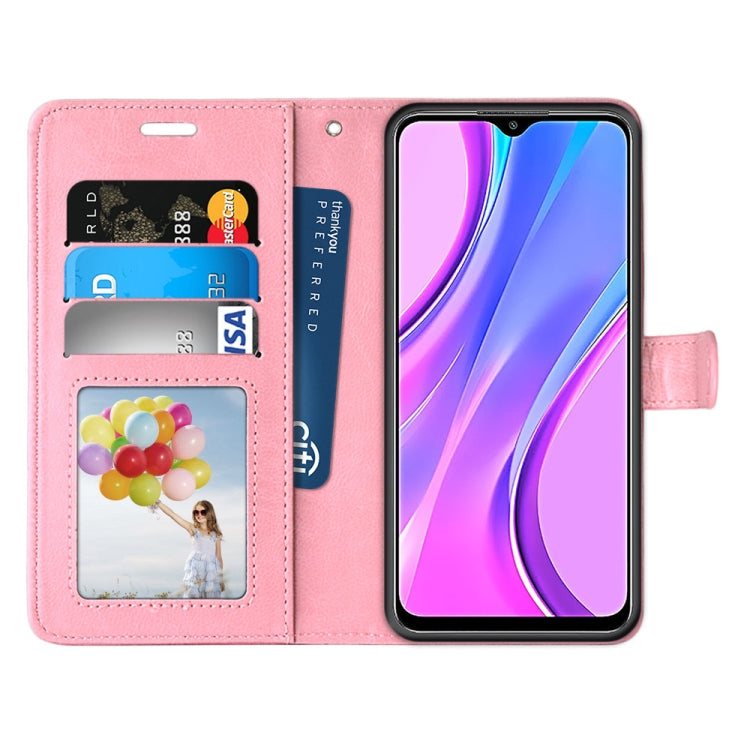 For Xiaomi Redmi 9 Pure Color Horizontal Flip PU Leather Case with Holder & Card Slots & Wallet & Photo Frame