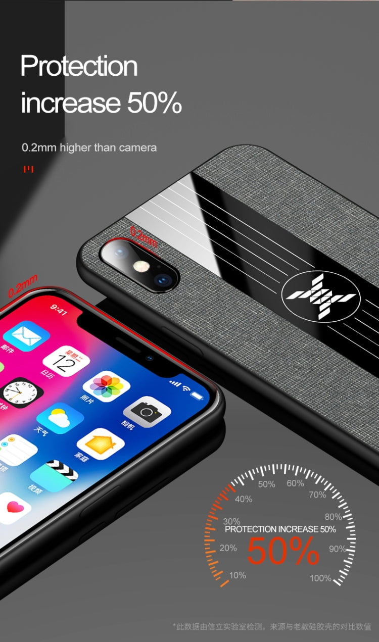 For iPhone XS Max XINLI Stitching Cloth Texture Shockproof TPU Protective Case