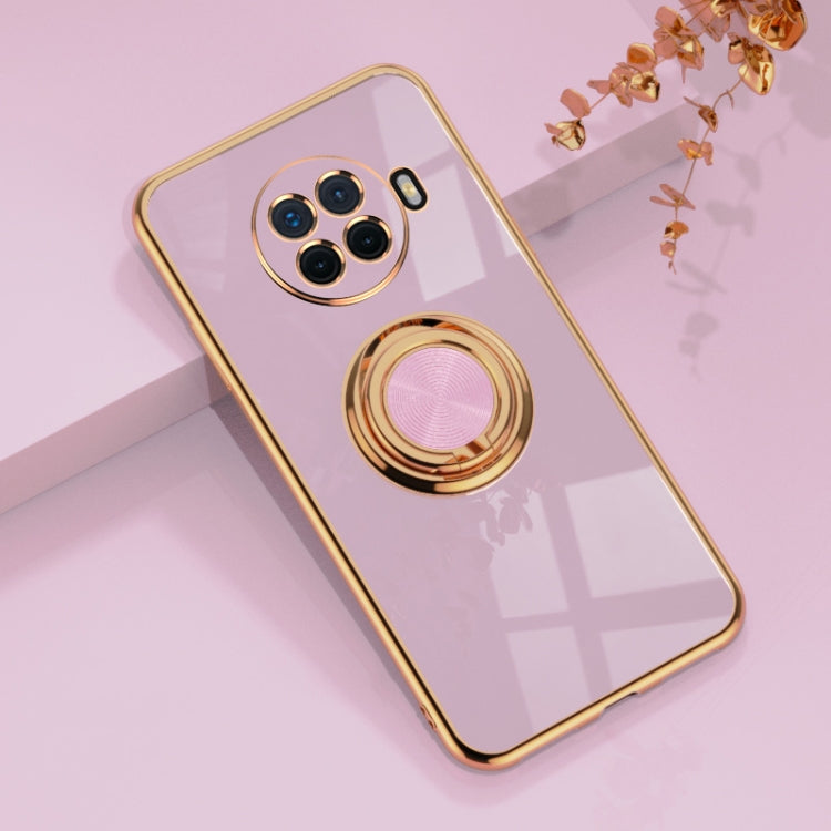 For OPPO Reno Ace2 6D Electroplating Full Coverage Silicone Protective Case with Magnetic Ring Holder