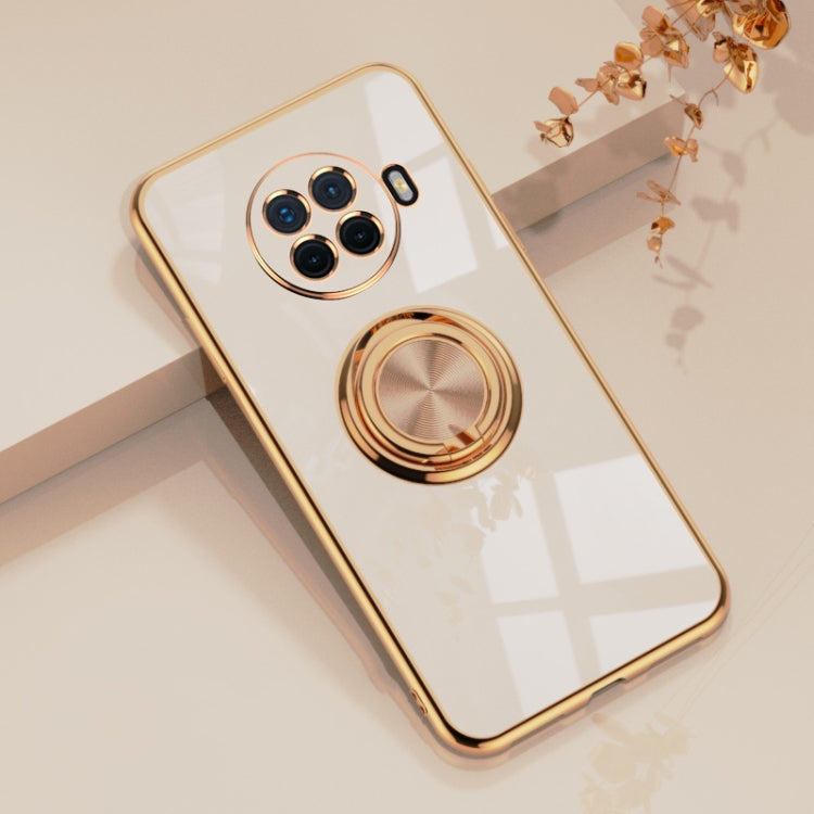 For OPPO Reno Ace2 6D Electroplating Full Coverage Silicone Protective Case with Magnetic Ring Holder
