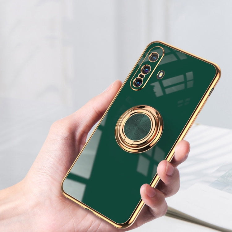 For vivo X30 6D Electroplating Full Coverage Silicone Protective Case with Magnetic Ring Holder