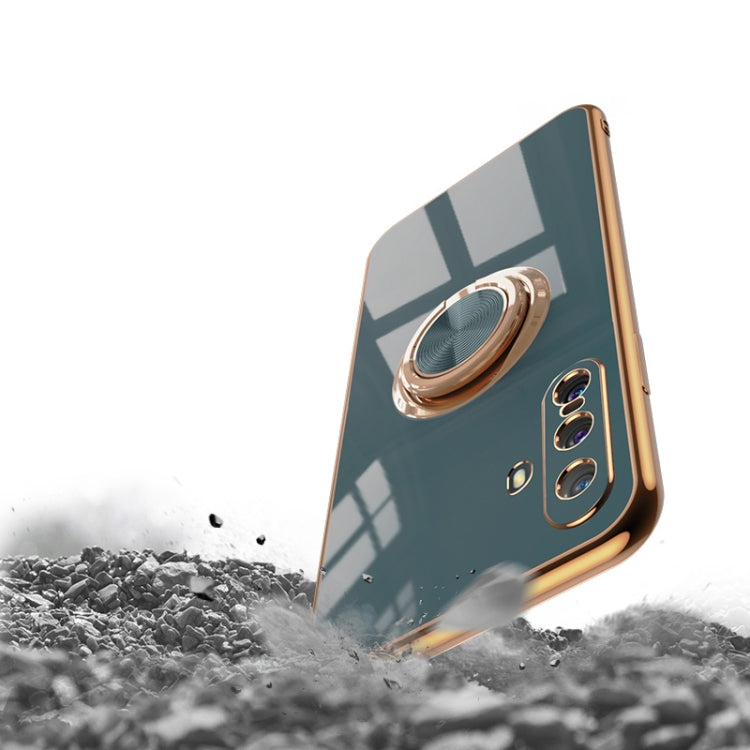 For vivo X30 6D Electroplating Full Coverage Silicone Protective Case with Magnetic Ring Holder