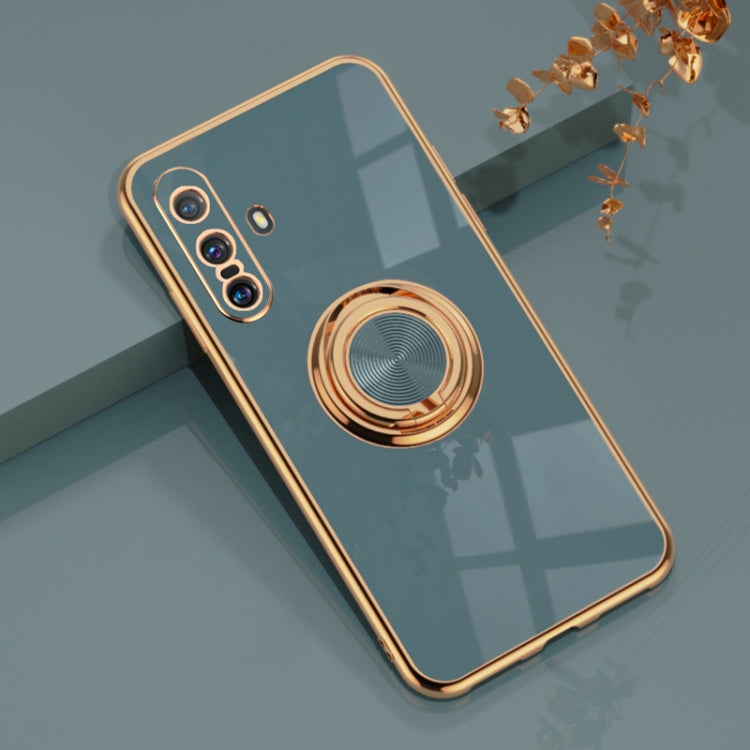 For vivo X30 6D Electroplating Full Coverage Silicone Protective Case with Magnetic Ring Holder