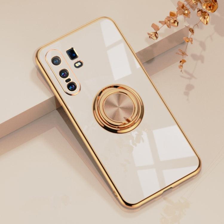 For vivo X30 Pro 6D Electroplating Full Coverage Silicone Protective Case with Magnetic Ring Holder