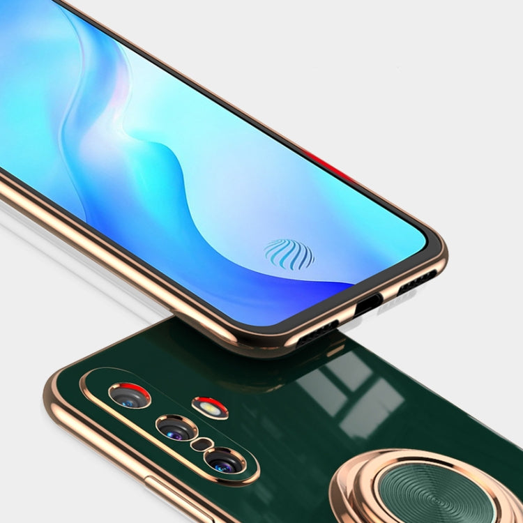 For vivo X30 Pro 6D Electroplating Full Coverage Silicone Protective Case with Magnetic Ring Holder