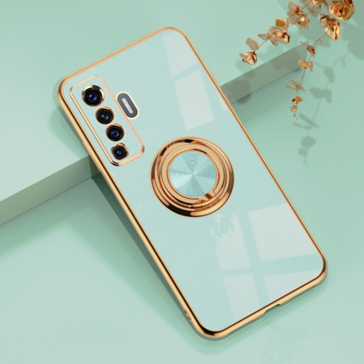 For vivo X50 6D Electroplating Full Coverage Silicone Protective Case with Magnetic Ring Holder