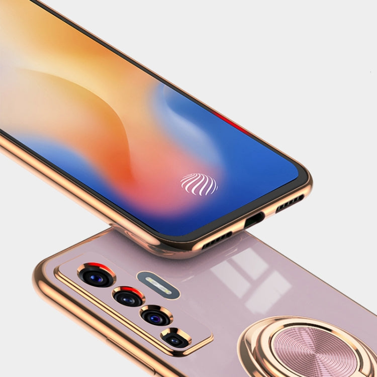 For vivo X50 6D Electroplating Full Coverage Silicone Protective Case with Magnetic Ring Holder