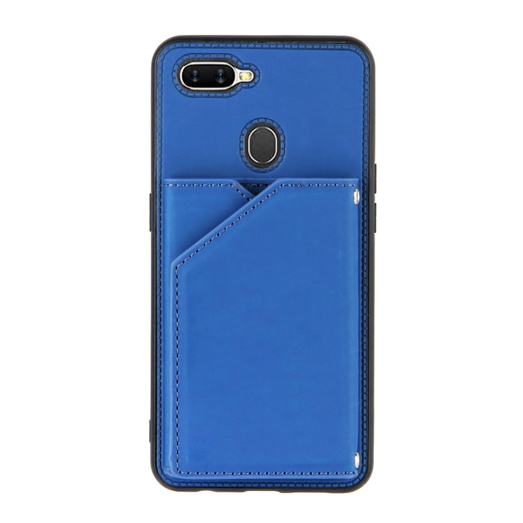 For OPPO A7 / A5s / A12 Skin Feel PU + TPU + PC Back Cover Shockproof Case with Card Slots & Holder & Photo Frame