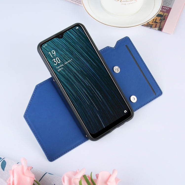 For OPPO A7 / A5s / A12 Skin Feel PU + TPU + PC Back Cover Shockproof Case with Card Slots & Holder & Photo Frame