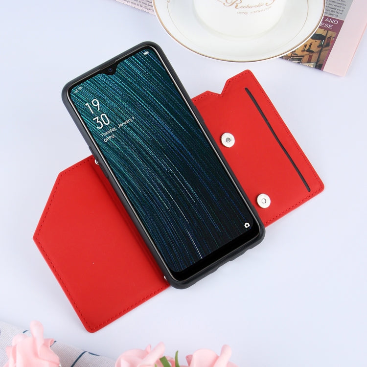 For OPPO A7 / A5s / A12 Skin Feel PU + TPU + PC Back Cover Shockproof Case with Card Slots & Holder & Photo Frame