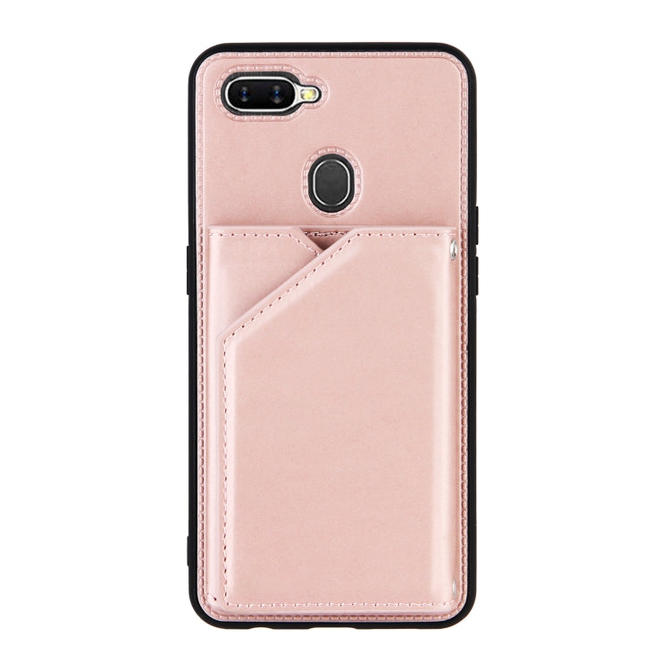 For OPPO A7 / A5s / A12 Skin Feel PU + TPU + PC Back Cover Shockproof Case with Card Slots & Holder & Photo Frame