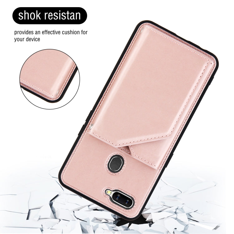 For OPPO A7 / A5s / A12 Skin Feel PU + TPU + PC Back Cover Shockproof Case with Card Slots & Holder & Photo Frame