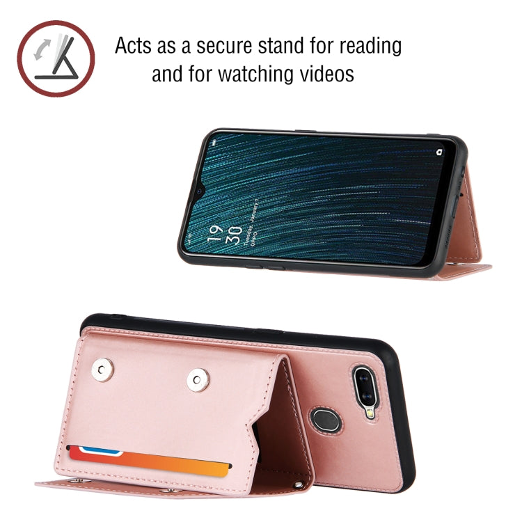 For OPPO A7 / A5s / A12 Skin Feel PU + TPU + PC Back Cover Shockproof Case with Card Slots & Holder & Photo Frame