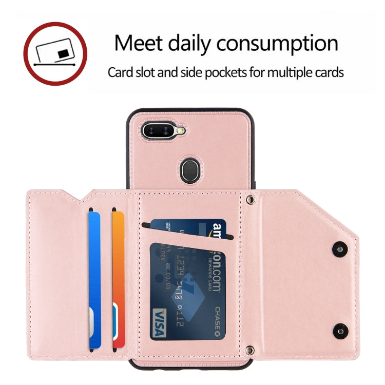 For OPPO A7 / A5s / A12 Skin Feel PU + TPU + PC Back Cover Shockproof Case with Card Slots & Holder & Photo Frame