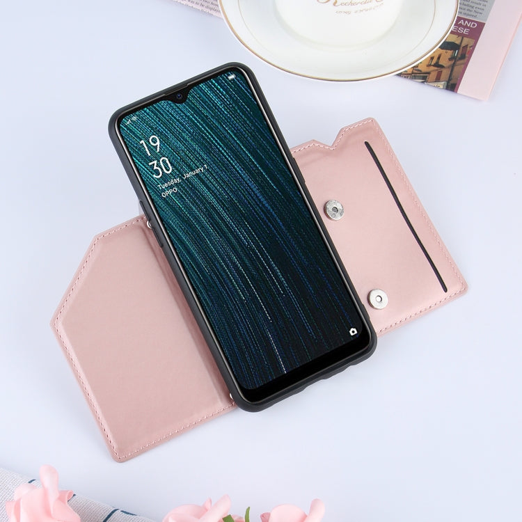 For OPPO A7 / A5s / A12 Skin Feel PU + TPU + PC Back Cover Shockproof Case with Card Slots & Holder & Photo Frame