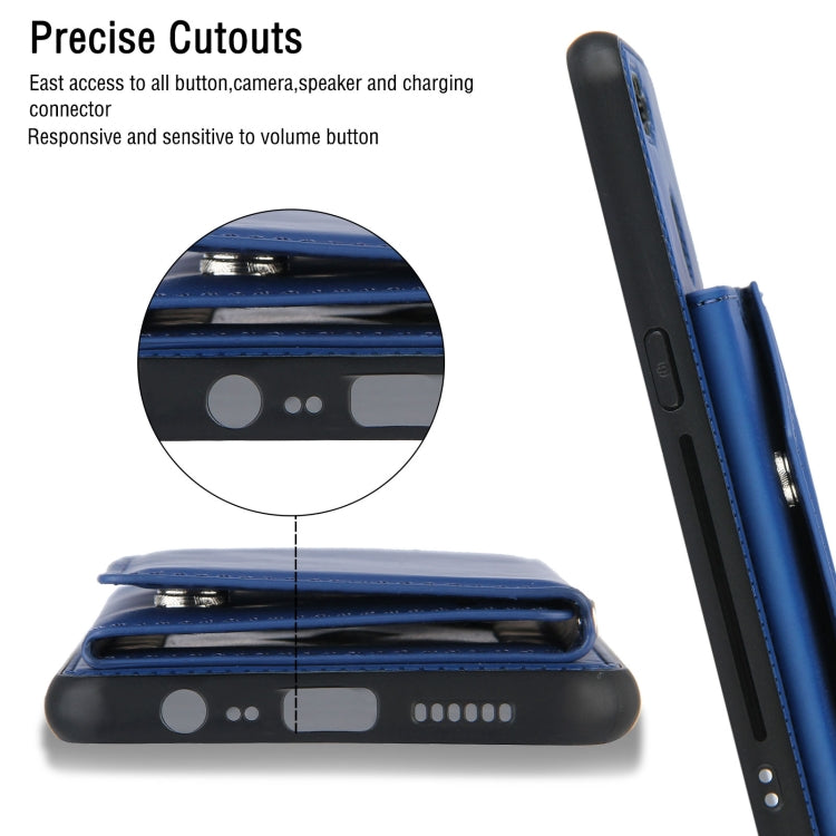 For OPPO A7 / A5s / A12 Skin Feel PU + TPU + PC Back Cover Shockproof Case with Card Slots & Holder & Photo Frame