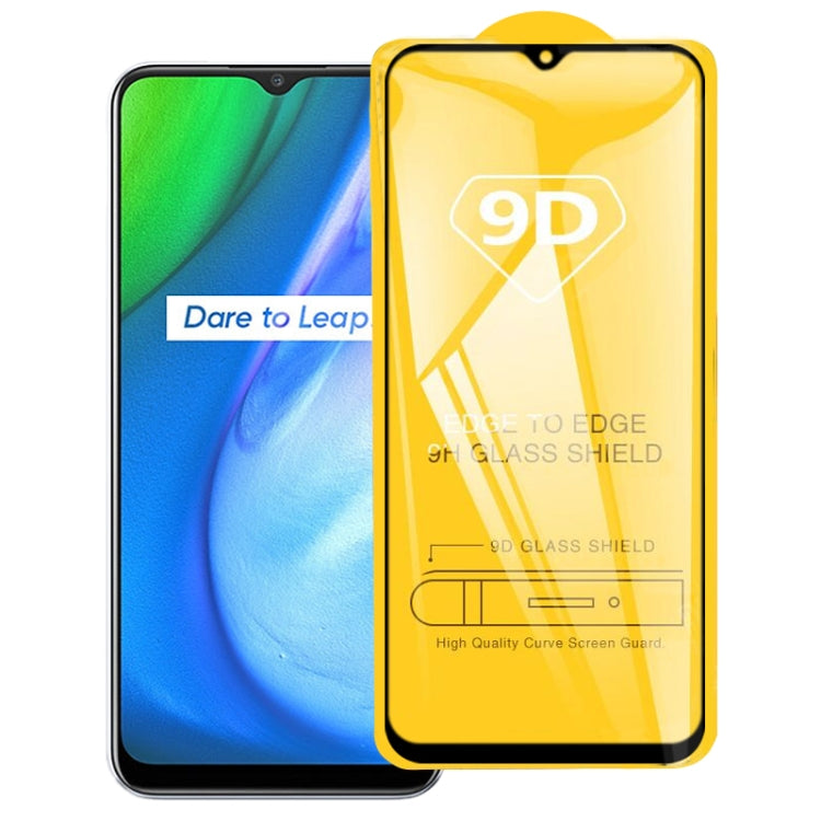 For OPPO Realme Q2i 9D Full Glue Full Screen Tempered Glass Film