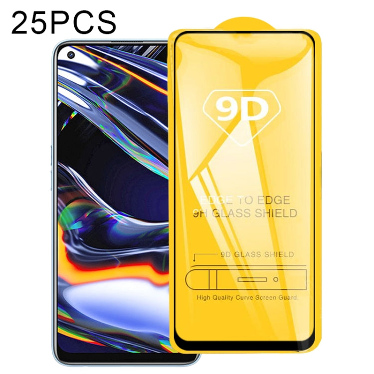 For OPPO Realme 7 Pro 25 PCS 9D Full Glue Full Screen Tempered Glass Film