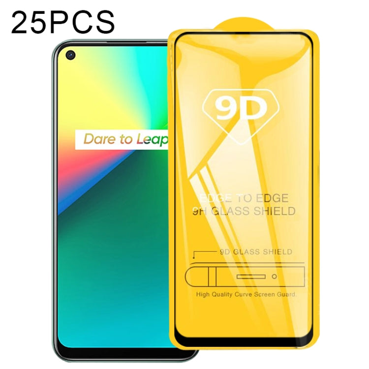 For OPPO Realme 7i 25 PCS 9D Full Glue Full Screen Tempered Glass Film