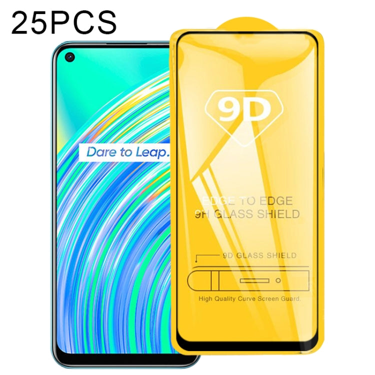 For OPPO Realme C17 25 PCS 9D Full Glue Full Screen Tempered Glass Film