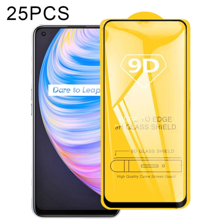 For OPPO Realme Q2 Pro 25 PCS 9D Full Glue Full Screen Tempered Glass Film